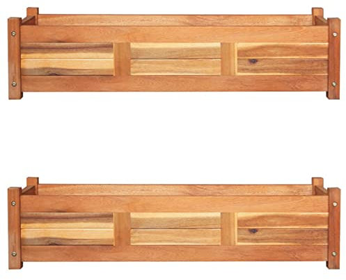 ZHOUMIN Raised Garden Beds, Raised Beds, Raised Garden, Raised Garden Bed, Raised Garden Beds, 2 Pieces in Acacia Wood, 100 x 30 x 25 cm