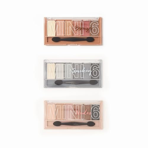 Technic Eyeshadow Bundle - 3 Packs X 6 Pigmented, Professional & Blendable Shades for Natural or Glam Make-Up Looks. Easy To Use, Nude, Smokey, and Bronze Palettes