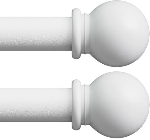 2 Stück gardinenstange weiß 71-124 cm, wandmontage gardinenstangen set mit Halterungen, Dekorativ 16mm weiss matt gardinenstange 120cm lang, gardinenstange outdoor wetterfest