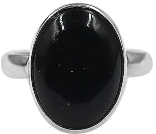 Meadows Anillo de piedra de ónix negro, 925 Anillo de declaración de plata esterlina, Anillo hecho a mano para mujeres, tamaño de anillo 7 EE. UU.