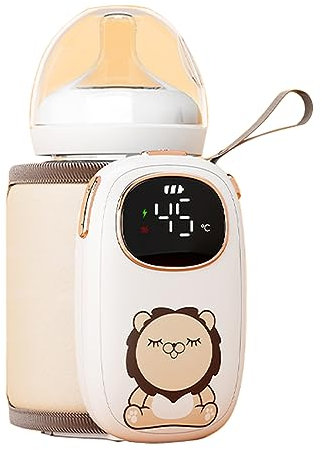 HMAKGG Scaldabiberon Portatile Senza Fili, Scalda Biberon Neonato USB con Batteria da 8000mAh, 6 Temperature Regolabili, Luce Notturna LED, Termica Borsa per Biberon da Viaggio/Casa/Auto