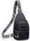 HNOOM Sling Bag Damen Klein Brusttasche PU Leder Crossbody Bag Stylisch Damen Schultertaschen Breiter Gurt Sling Rucksack für Outdoorsport, Reisen, Radfahren (Schwarz)
