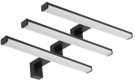 LED Universum - moderne LED Spiegelleuchte Monica 3-er Set 40cm schwarz eckig 7,4W 900lm 4000K IP44 für Badezimmer, Spiegel oder als Bilderleuchte, Steck- Klemm- Wandmontage