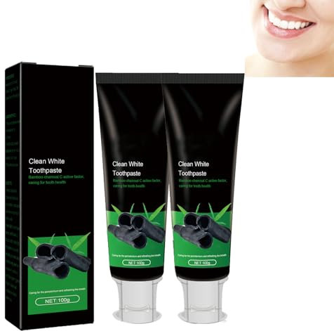Dyceittdia 2PCS Bamboo Charcoal Toothpaste, Bamboo Charcoal Deep Teeth Whitening Toothpaste,Brightening and Whitening Teeth Care Toothpaste,2PCS*100g,Toothpastes (03)