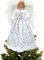 Engel Weihnachtsbaumspitze, Weihnachtsengel Baumkrone Figur, Indoor Weihnachtsdekoration mit Federflügeln, 32 cm (Silber)
