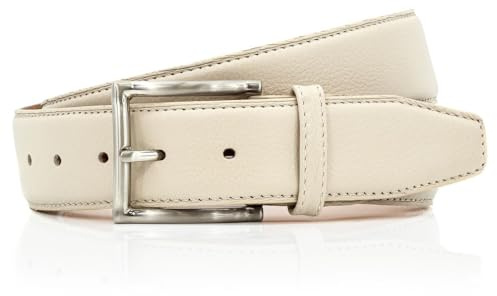 LINDENMANN Handmade in EU Ledergürtel 40 mm beige, Farbe/Color:weiss, Size US/EU:Bundweite 95 cm Gesamtlänge 110 cm W 37.4 L