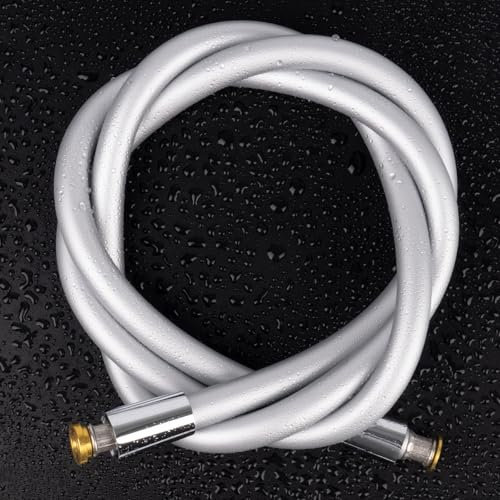 Duschschlauch 1,75m mit Verdrehschutz, Besonders weicher Silikon Duschschlauch, Brauseschlauch Extrem Flexibel, Standard 1/2 Anschluss, Easy Clean, Silber