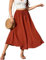 Zeagoo Rock Damen Lang Elegant Hohe Taille Maxirock Mit Kordelzug Einfarbig Röcke Casual Midi Freizeitrock Hochzeit Cocktail Rock Frühling Sommer Ziegelrot L