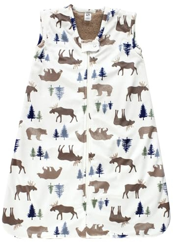 Hudson Baby Unisex Baby Plush Faux Fur Sleeping Bag, Wearable Blanket, Moose Bear, 0-6 Months