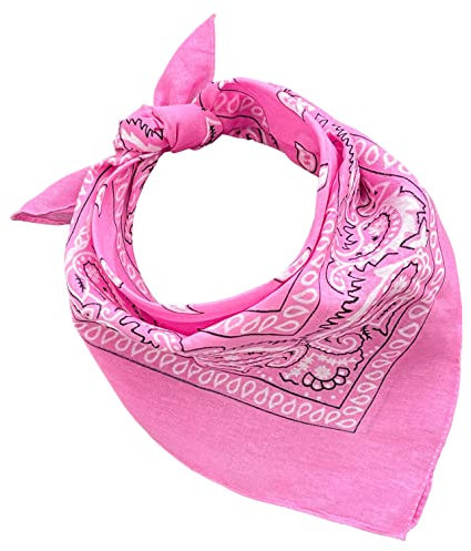 Bandana 100% Baumwolle Set 3/5/10 für Damen Herren Kinder Unisex Einfarbig und/oder Paisley Muster Code A644 (Set 20 Stück, Paisley, Rosa)