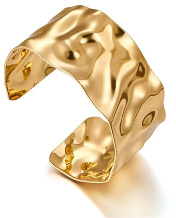 FUNTE Gold Bracelet For Women Gold Plated Bracelet Cuff Bracelet Gold Chunky Adjustable Bracelets For Women Cubic Zirconia Bracelet Jewelry Christmas Graduation Gifts For Women Teen Girls