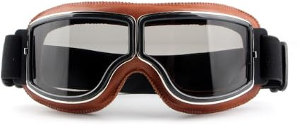 TOFBS Helmbrille Motorradbrille Retro Motocross Goggle Fliegerbrille Sonnenbrillen Vintage UV Schutz Anti Fog Windproof Dustproof für Herren Damen (Brun)