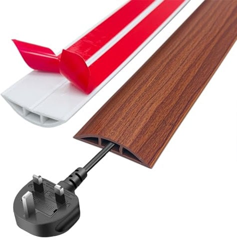 GELINTONG Floor Cord & Wire Cover,Cable Trunking,1.5Meter Extension Cable Channel,Flexible Self-Adhesive,Protect Cables & Prevent Trip Hazards,Cable Protector & Hider,Cable Cavity 12mm (W) x 8mm (H)