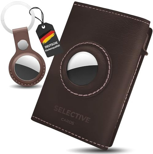 Selective Cards| Airtag Wallet,Slim Wallet,Geldbeutel aus echtem Leder,Smart Wallet,RFID Blocker Portemonnaie, kartenetui Herren Platz für 6-12 Karten,Geldbörse Herren |Dunkelbraun