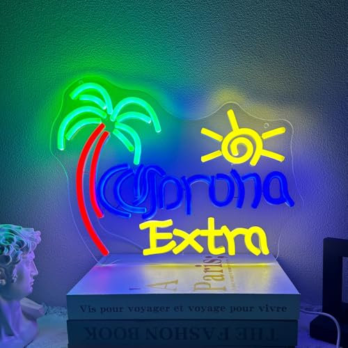 PILOYINDE Bar Neon Schild Bier Led Schild Blaues Und Grün Gelbes Neon Schilder Hawaiianisches Neonlicht geeignet für Bar Party Wanddekoration