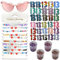 LOMSIOY Freundschaftsarmband Set - 13 PCS stapelbare Konzerttournee-Armbänder mit rosa Liebesbrille für Frauen, Glitzer, 5*13 Sticker - Friendship Bracelet für Sänger-Fans und Musikliebhaber