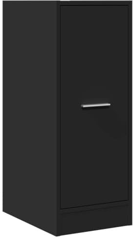 vidaXL Apothekerschrank, Ausziehschrank mit Stauraum, Allzweckschrank für Wohnzimmer Büro, Nischenschrank Aufbewahrungsschrank, Schwarz Holzwerkstoff