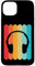 Carcasa para iPhone 15 Plus Auriculares Silhouette Retro Vintage Líneas 70s 80s Distressed