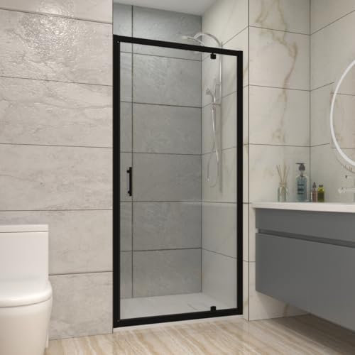 NRG 1000mm Black Bathroom Pivot Shower Door Cubicle Enclosures 6mm Safety Glass