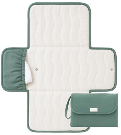 Toddlekind Mini Maven Tragbare Wickelunterlage – Aus Bio-Baumwolle, Wasserabweisend & Faltbar – Wickel-Organizer für Unterwegs, Windeltasche mit Wickelunterlage