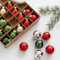 HEIBTENY Glas Weihnachtskugeln 25 Stücke ∅ 4CM Rot Weiß Grün Weihnachtsbaumkugeln Weihnachtsdeko Mit Aufhängen Christbaumkugeln Christbaumschmuck Set Hängendes Ornament(D)