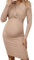 Lemoiitea Robe de grossesse pour femme - Col rond - Manches longues - Robe mi-longue moulante - Couleur unie - Robe décontractée pour femme enceinte - Vêtements de mère, beige, M