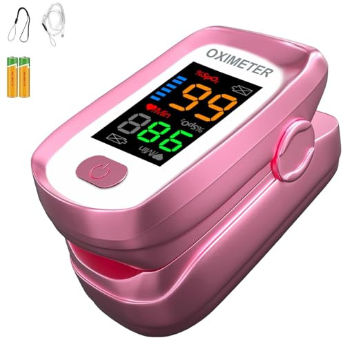 Blood oxygen meter finger, Oxygen meter finger pulse oximeter, Pulse oximeter for kids and Adult, Oxymeter Pulse OX for Sports Aviation Use Pink1