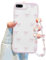 Jusy Compatible with iPhone 7 Plus/8 Plus Case, Cute Clear Ribbon Bowknot Pattern Aesthetic Soft TPU Transparent Cases Protective Phone Cover for Women Girly with Bracelet Chain - Pink