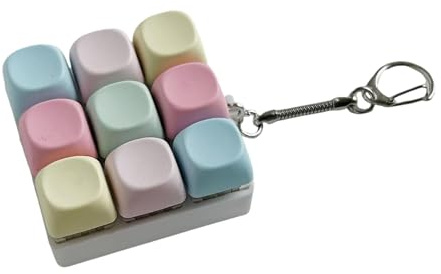 predolo Mini Tastiera Colorata a 9 Tasti, Giocattolo, Portachiavi, Accessorio Portatile, Versatile, 6x6x3 Cm, per Borse, Decorazioni, Tastiera Mecc