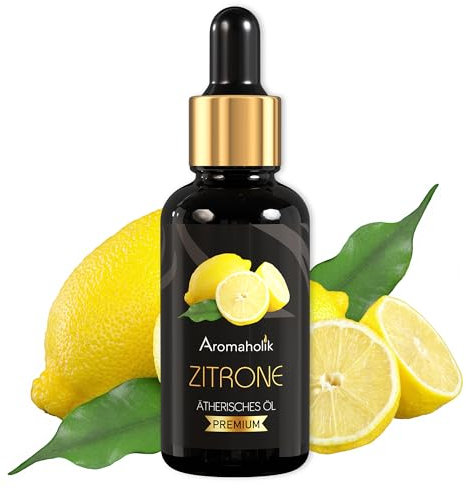 Aromaholik Zitronenöl BIO 100% naturrein – Ätherische Öle für Diffuser & Aroma Diffuser – Zertifiziertes ätherisches Öl aus Indien – Lemon Essential Oils 30ml für Sauna & Massage