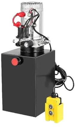 SRKATI Pompe hydraulique Manuelle Pompe Hydraulique pour Cric De Voiture, Unité d'alimentation pour Remorque À Benne Basculante À Simple Effet, Moteur De Levage De Voiture pour(6 Quart Metal Tank)