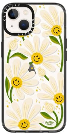 CASETiFY Compact iPhone 14 Case [2X Military Grade Drop Tested / 4ft Drop Protection] - 90s Daisy - Clear Black