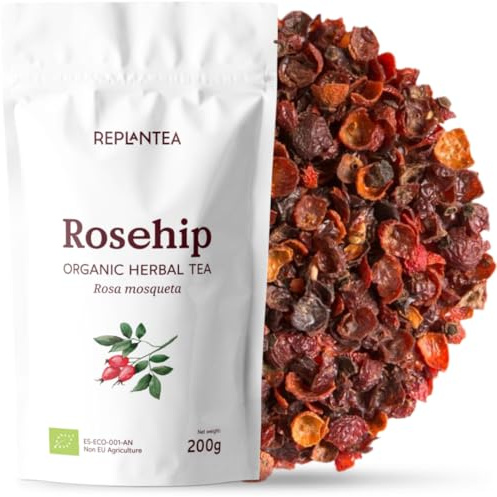 REPLANTEA Organic Rosehip Tea (200g) | Loose Leaf Rose Hip Fruit, Natural Source of Vitamin C for Immune Support & Skin, 100% Pure & Caffeine-Free Herbal Infusion