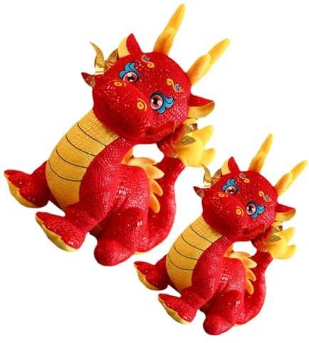 Abaodam 2 Stück Stoffdrachen Kuscheltier 25 30cm Plüschdrachen Chinesisches Neujahr Drachenpuppe Maskottchen Geschenk