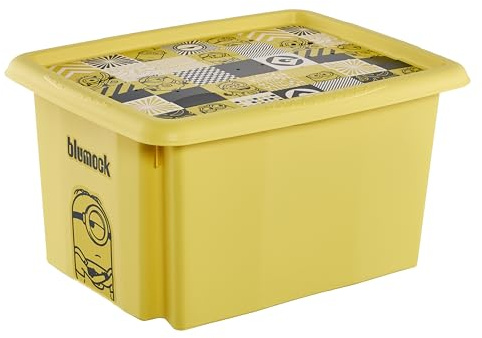 keeeper karolina Aufbewahrungsbox mit Deckel, 15 l, Minions Mosaic, Gelb | Platzsparend aufeinander stapelbar, Griffmulden an den Seiten, Optimaler Staubschutz, Sichere Konstruktion