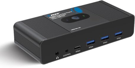 OREI 8K 2-Port HDMI KVM Switch für 2 PCs mit USB-C & Audio Out | USB-C-KVM-Schalter, KVM-Schalter, 2 Computer, 1 Monitor, Dual-HDMI, 3 x USB-A, Audio-Ausgang, kabelgebundene Fernbedienung