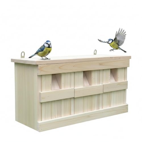 Mucola Nistkasten Vogelhaus mit 3 Nistkammern 44x15,5x21,5 cm Holz Braun