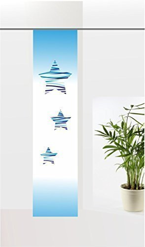gardinen-for-life Flächenvorhang Wave Stars Blue, Weihnachten Schiebevorhang mit Druck-Motiv, Gr.60x260 cm Tolles Motiv