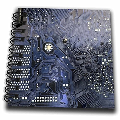 3dRose Blue Computer Chip Macro Photography-Microchip-Motherboard Electronics Circuits-Tech Geek Nerd Mini Notepad, Multi-Colour, 4 x 4-Inch