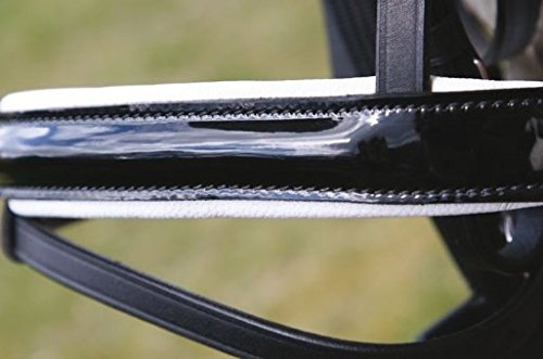 Hans Melzer Horse Equipment Reithalfter Hagen (Lack) schwedisch komb. schwarz unterlegt, schwarz/silber/weiß unterlegt, Warmblut