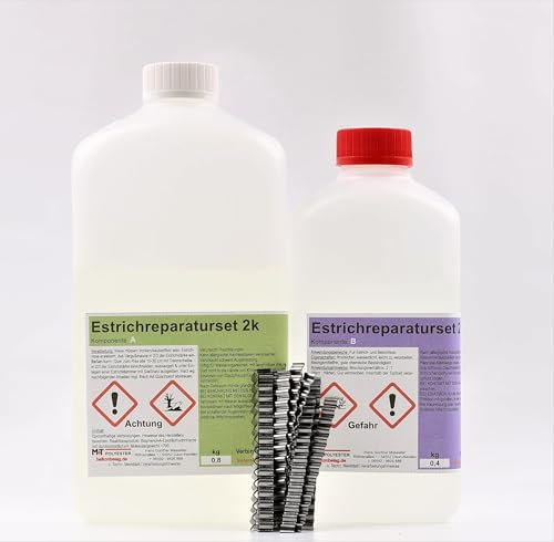1,2 kg Gießharz +20 Estrichklammern Epoxidharz Estrich Reparatur Risse NEU
