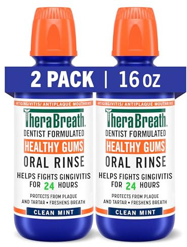 TheraBreath Healthy Gums Periodontist Formulated 24-Hour Oral Rinse with CPC, Clean Mint, 16 Ounce (Pack of 2)