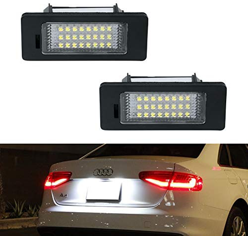 GemPro License Plate Light, 2Pcs LED License Plate Tag Lamp Assembly For Audi A1 A4 A5 A6 A7 S5 Q5 RS5 TT TTRS, Powered by 24SMD Xenon White LED Lights
