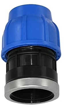 Raccordo in PP, 40 mm x 1, connettore IG – Tubo in PE – adattatore a vite in PE con filettatura interna da 1, DVGW