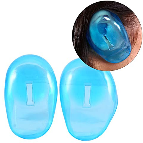 Protection d'oreille pour coiffeur, 2 pièces Protection en plastique anti-taches Blue Ear Cover Shield protège les cache-oreilles de la teinture, pour les coiffeurs et les cache-oreilles de couleur de