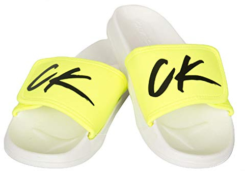 Calvin Klein Ciabatte uomo mare piscina a strappo con velcro swimwear CK articolo KM0KM00499 SLIDE, YCD Pvh classic white, 37