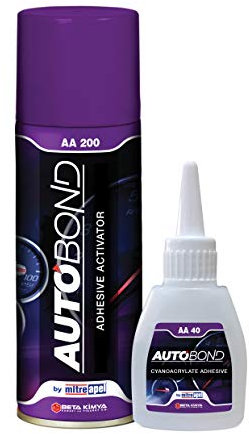 Mitreapel Colla Autobond Super Ca (2X1,4 Once) Con Attivatore Adesivo Spray (2X6,75 Fl Oz) Ricambi Auto Colla Cianoacrilata Ottima|1 Confezione
