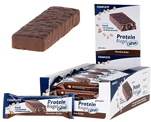 all in® COMPLETE Protein Riegel Chocolate & Oat 24x 30g - Eiweiss Protein Snack mit Schokolade und Haferflocken Mahlzeitenersatz Riegel | Fitness Food Food Replacement Fitness Snacks