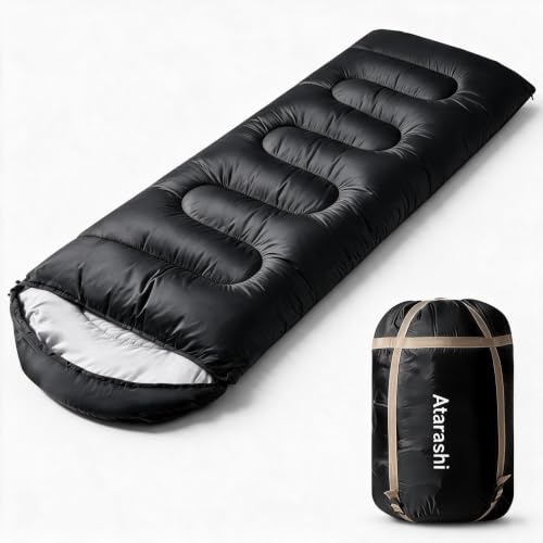 Atarashi Camping Sleeping Bag- 4 Seasons for Adults, Light, Warm, Extra-Large with Compression Sack- Great for Hiking, Backpacking & Outdoor Adventures