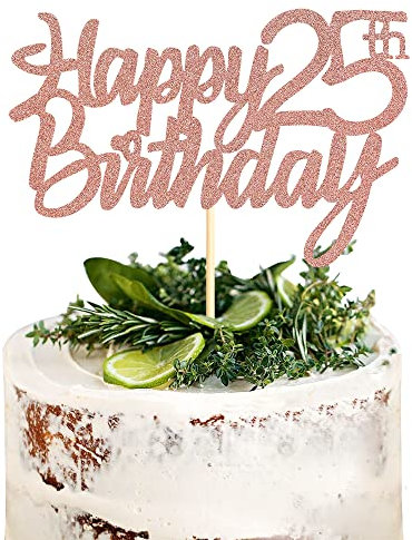 Sumerk 1 Stück 25.Geburtstag Tortendeko Happy 25th Birthday Cake Topper kuchen deko geburtstag für 25 Geburstagstorte Deko Jungen Mädchen